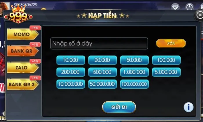 Nạp tiền bằng mã QR nhanh chóng, đơn giản