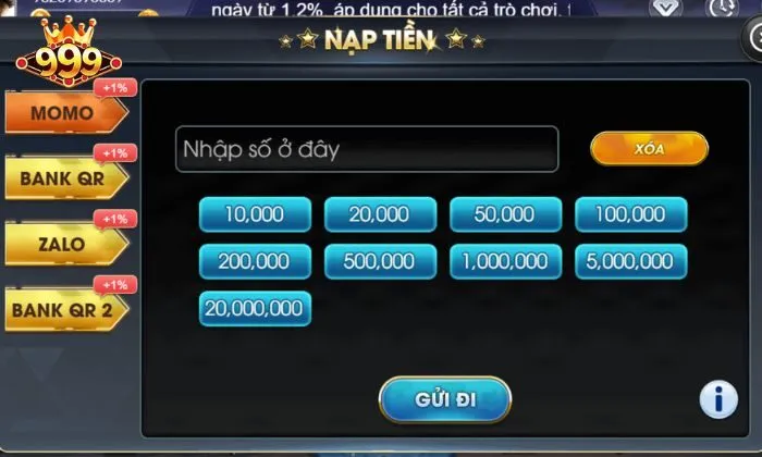 Nạp tiền 999BET tại đây