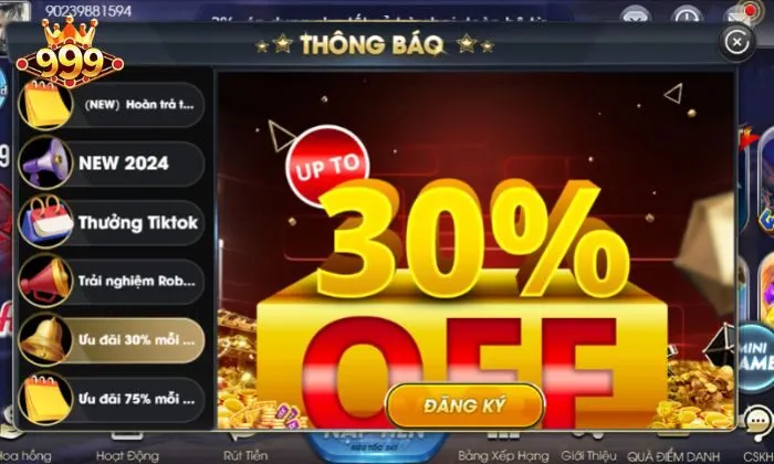 ưu đãi 30% mỗi ngày 999bet Tổng quan về ưu đãi 30% mỗi ngày 999bet