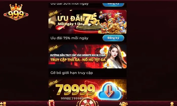 ưu đãi 30% mỗi ngày 999bet Cập nhật thông tin ưu đãi 30% mỗi ngày 999bet tại trang chủ nhà cái