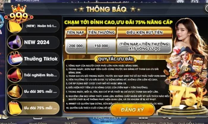 Người chơi có thể dễ dàng cập nhật thông tin ưu đãi ngay tại trang chủ nhà cái 999bet