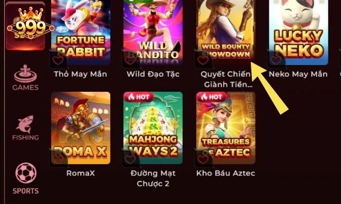 Wild Bounty Showdown 999bet Tại màn hình chính của 999bet, chọn “Slot” rồi tìm kiếm “Wild Bounty Showdown”